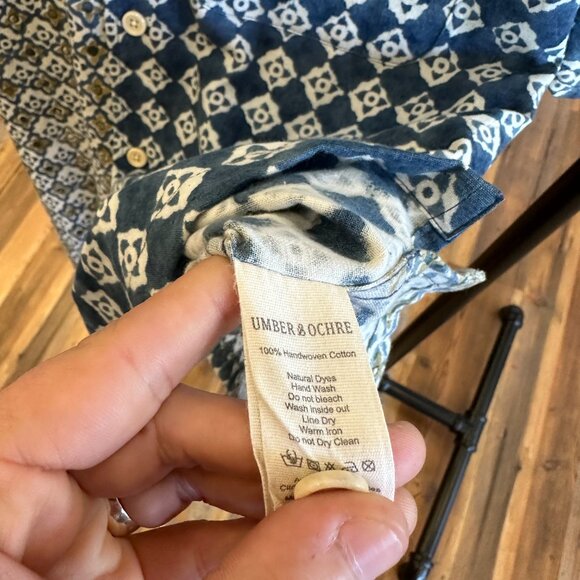 Umber & Ochre Khushi Camp Shirt, Blue/Green, Size M - Picture 3 of 4